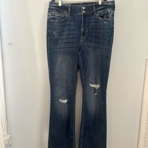 182J Stylish Distressed Blue Flare Jeans